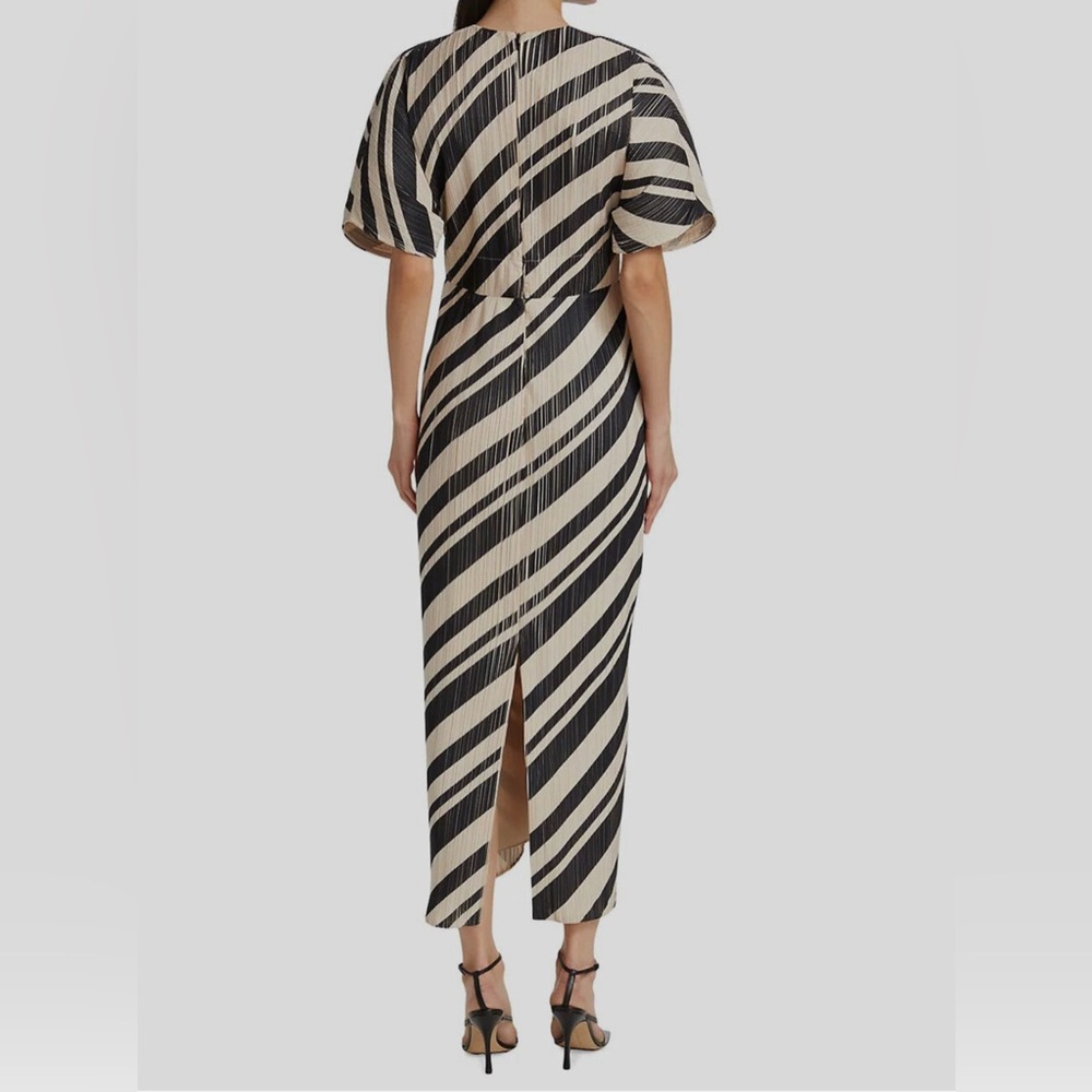 Lela Rose Size 12 Sheath Dress Black and Cream Diagonal Stripe V-Neck Midi NWT - Picture 16 of 16